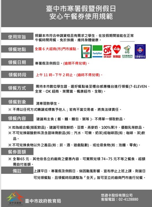 115安心餐券使用規範