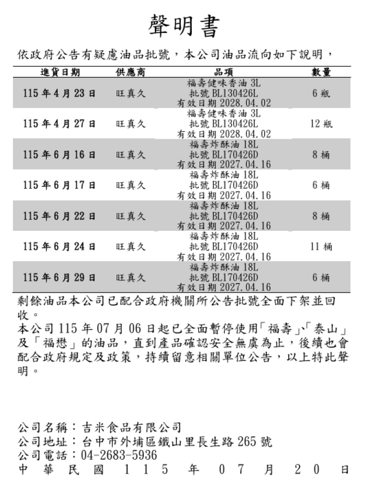 吉米油品聲明0720
